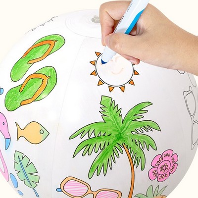 30cm DIY Inflatable Beach Ball for Drawing and Water Play Activities
